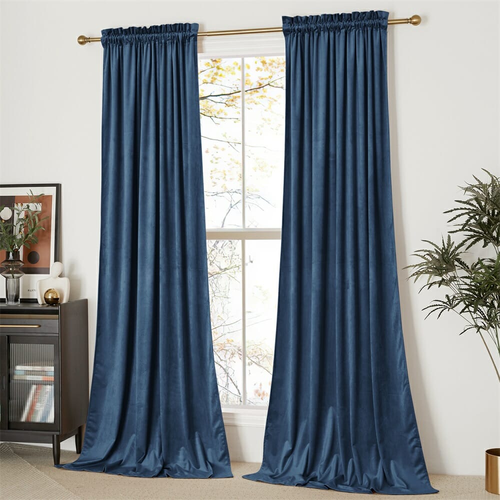 nicetown navy blue velvet curtains