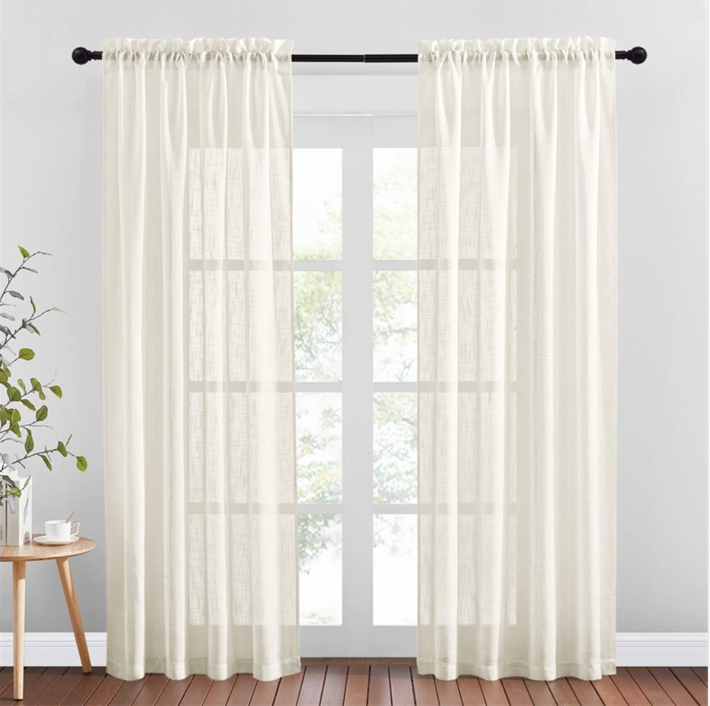 a sheer large window curtain