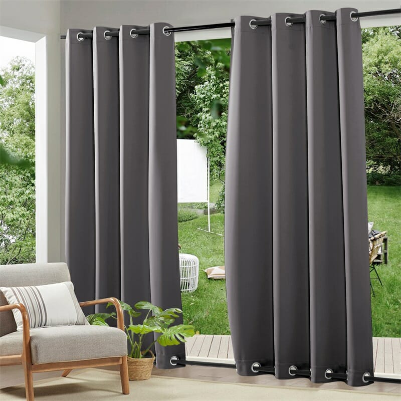 nicetown gray outdoor top and bottom grommet pergola curtains
